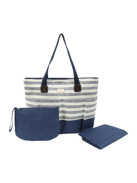 Doca Wicker Beach Bag with Toiletry Bag Blue