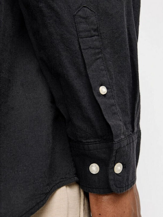 Long-sleeved Cotton Shirt Black