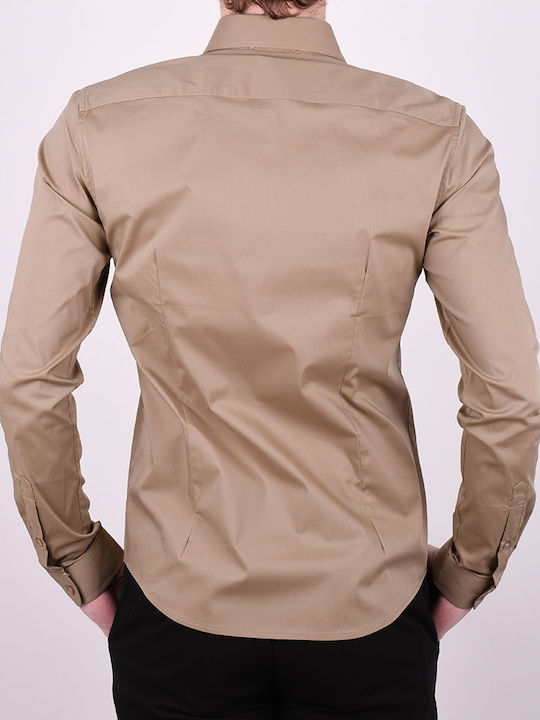 Langärmlig Baumwolle Hemd Beige