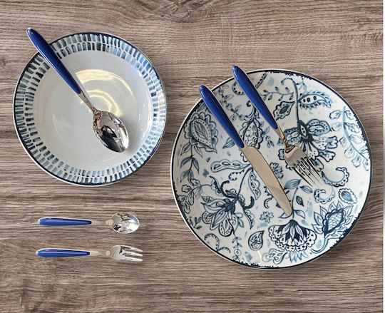 Besteckset Edelstahl Blau 30Stück