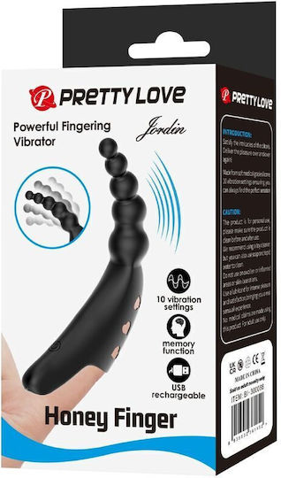 Pretty Love Silicone Vibrator Finger 10cm Black