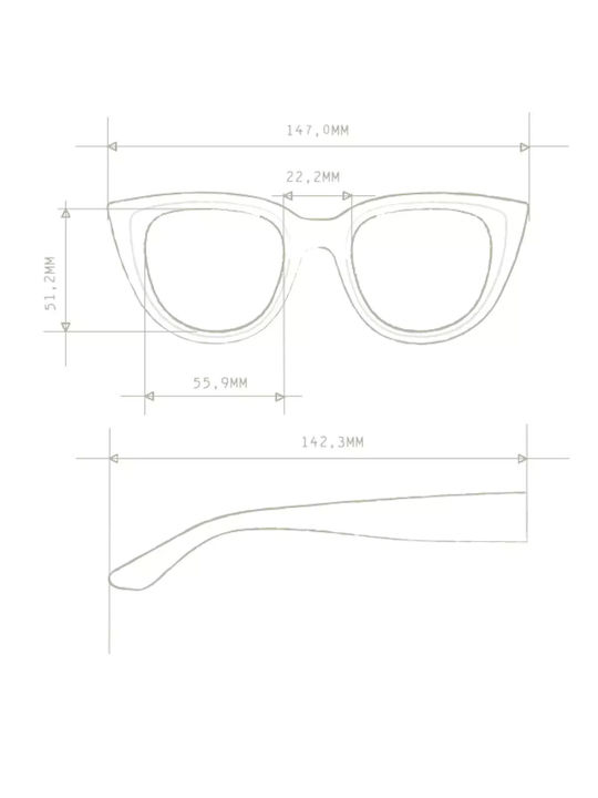 Okkia Silvia Sunglasses Transparent with Acetate Frame & Light Blue Lens