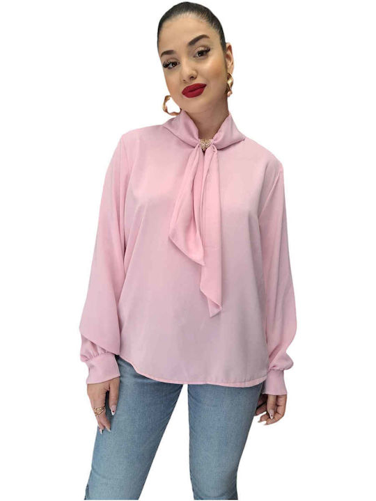 Damen Bluse Langärmelig Pink