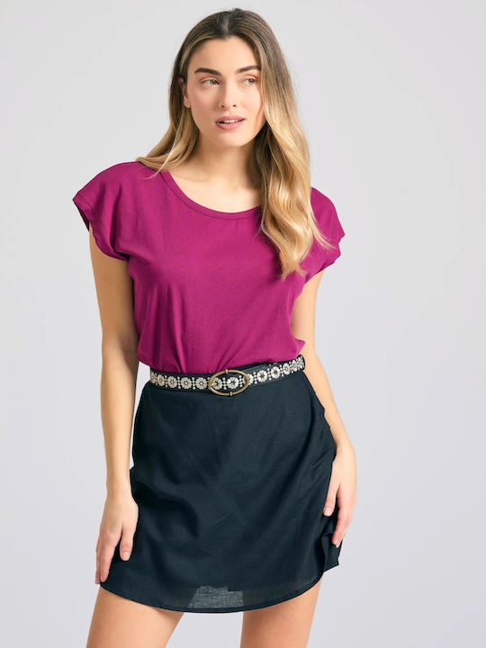 Women's Linen Skirt-Shorts High-waisted Black