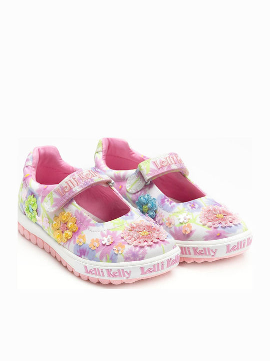 Kids Leather Ballerinas Elosie with Hoop & Loop Closure Multicolour