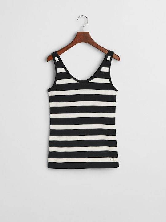 Women's Blouse Cotton Sleeveless Striped Black