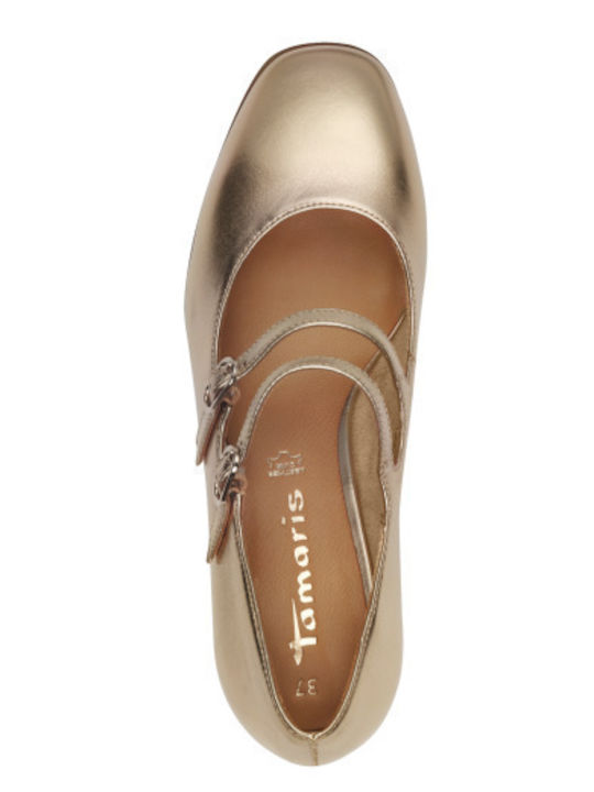 Anatomic Leather Gold Heels with Strap