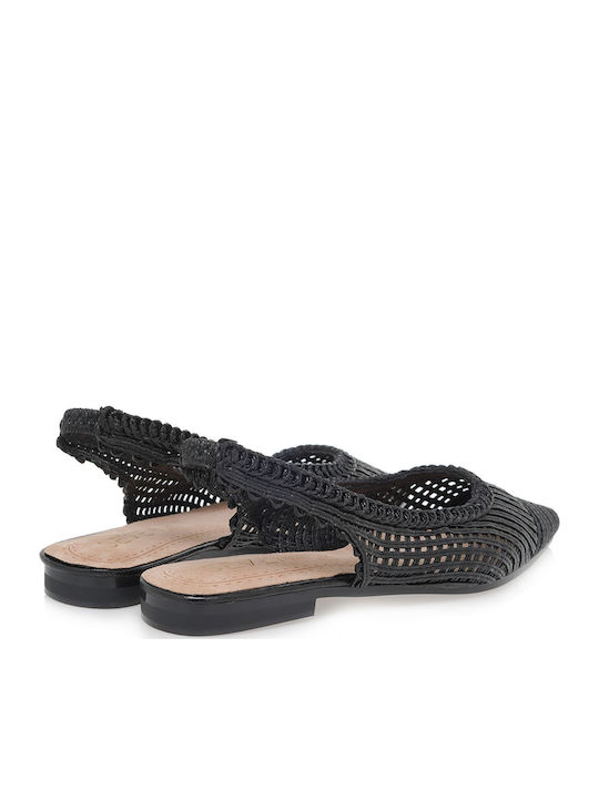 Synthetic Leather Black Low Heels with Strap