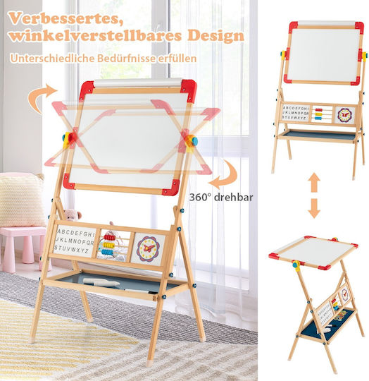 Costway 3-in-1 Artistic Easel Kids Wood Double-Sided Blackboard Painting Paper Hy10095