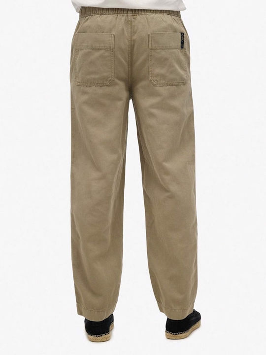 Drawstring Παντελόνι Chino σε Loose Εφαρμογή Light Khaki Green
