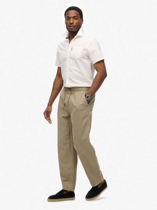 Drawstring Παντελόνι Chino σε Loose Εφαρμογή Light Khaki Green