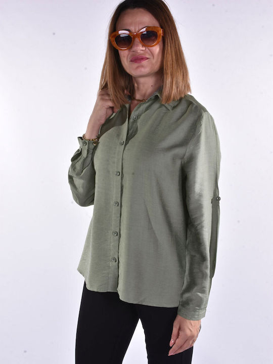 Langärmelig Damen Hemd Beige