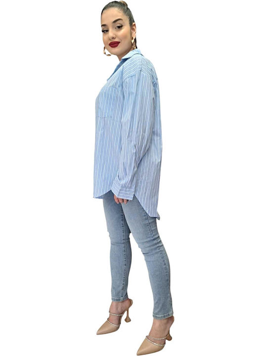 Damen Denim Hemd Blue Gestreift