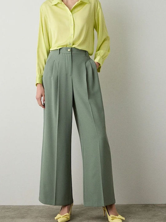 Women's Satin Long Sleeve Shirt Yellow