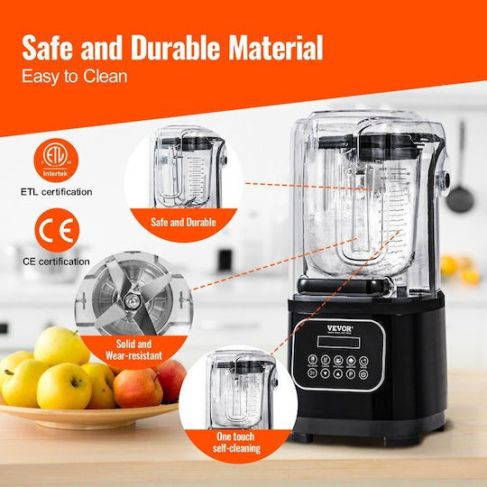 Vevor Comercial Blender 2.2kW Black cu Capacitatea Canii 2lt 28x24x50.5cm