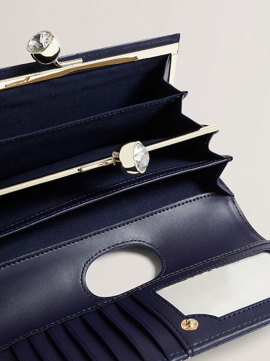 Large Leather Women's Wallet Navy Blue