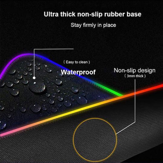 Olympus Нескользяща XXL RGB Геймърска Лесна за Почистване Подложка за Мишка 90x40