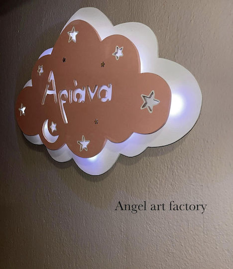 Wooden Wall Light "Double Cloud" Name