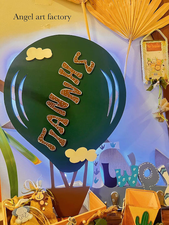 Wooden Wall Light "Hot Air Balloon" 3D Name