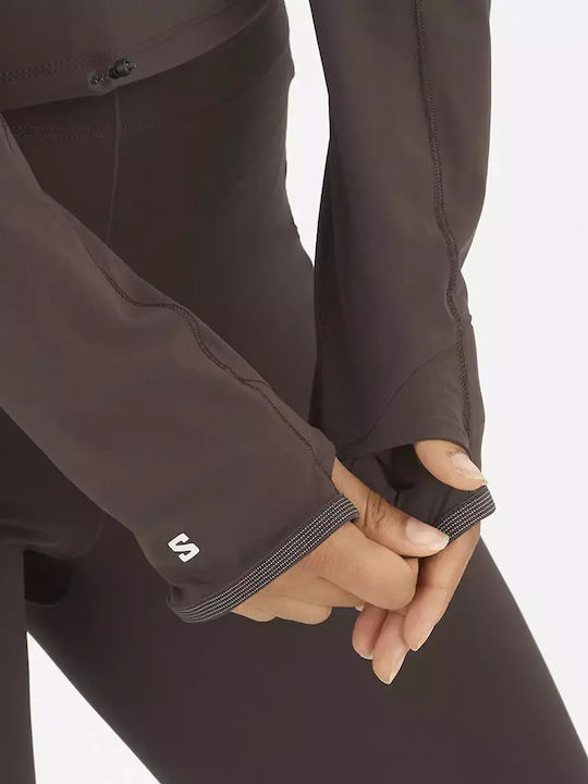 Women's Running Crop Lifestyle Jacket Waterproof for Winter Dark Brown