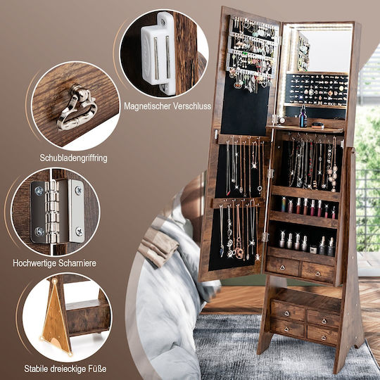 Costway Boden- oder Standspiegel mit Braune Holz Rahmen