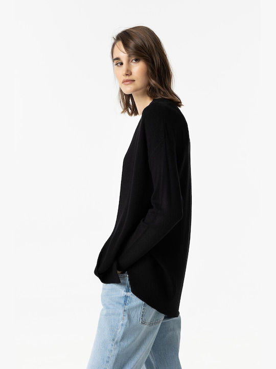 Cardigan Lung Tricotat Negru pentru Femei