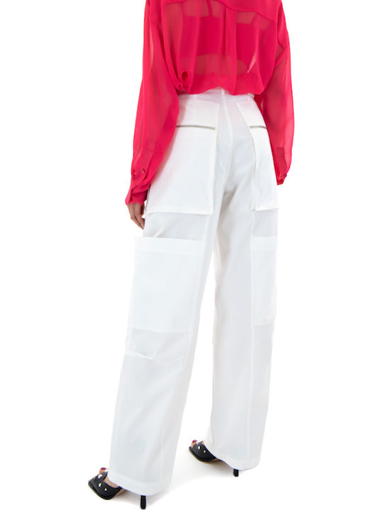 Zoya Femeiesc Talie înaltă Tesatura Pantaloni Cargo Straight Ecru