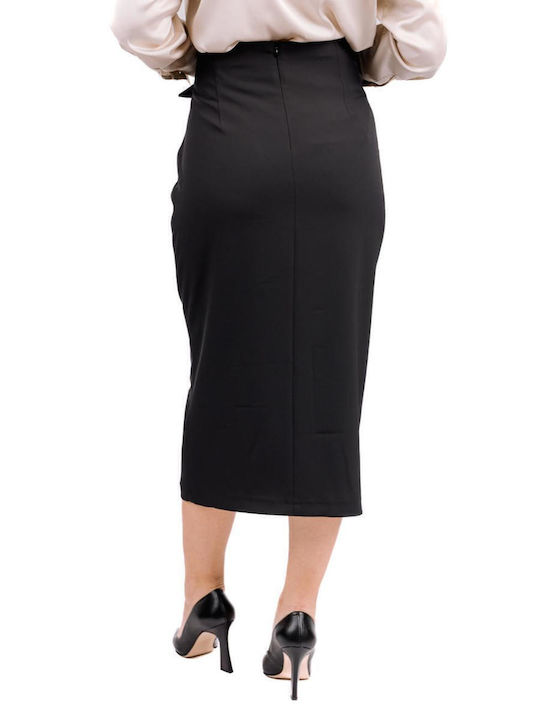 Creion Cu talie înaltă Midi Fustă Black
