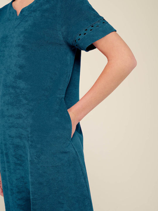 Women's Solid Terry Beach Dress with Pockets Vamp 80% Cotton 20% Polyester 22586 Fragola
