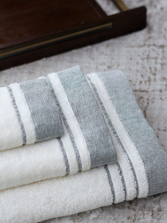 Liolios Home Bath Towel Set 3pcs Kitkat Grey Weight 500gr/m²