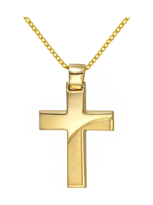 Papoulidis Jewellery Ανδρικός Χρυσός Σταυρός 14Κ Διπλής Όψης χωρίς Αλυσίδα