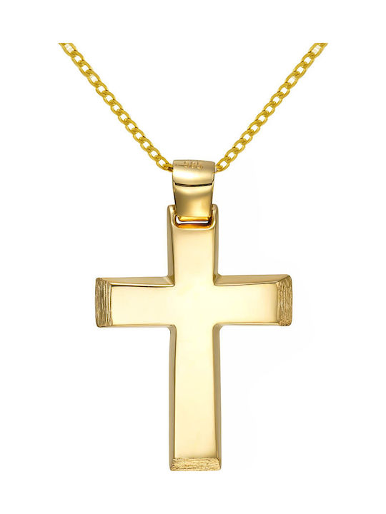 Papoulidis Jewellery Men's Gold Cross 14K Double Sided