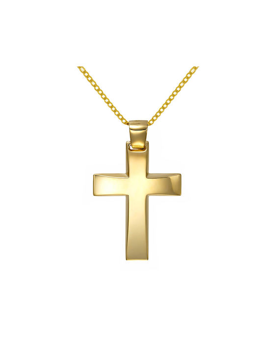 Papoulidis Jewellery Ανδρικός Χρυσός Σταυρός 14Κ Διπλής Όψης χωρίς Αλυσίδα