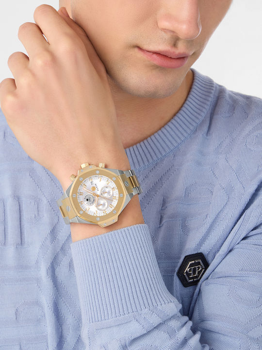 Philipp Plein Chrono Royal Ανδρικό Ρολόι Χρονογράφος Μπαταρίας με Ασημί Μεταλλικό Μπρασελέ