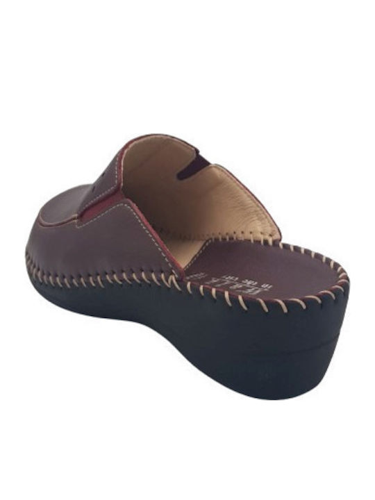 Anatomical Leather Women's Slippers Burgundy