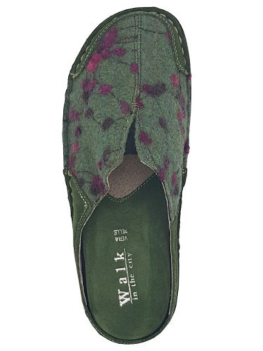 Anatomical Leather Women's Slippers Green