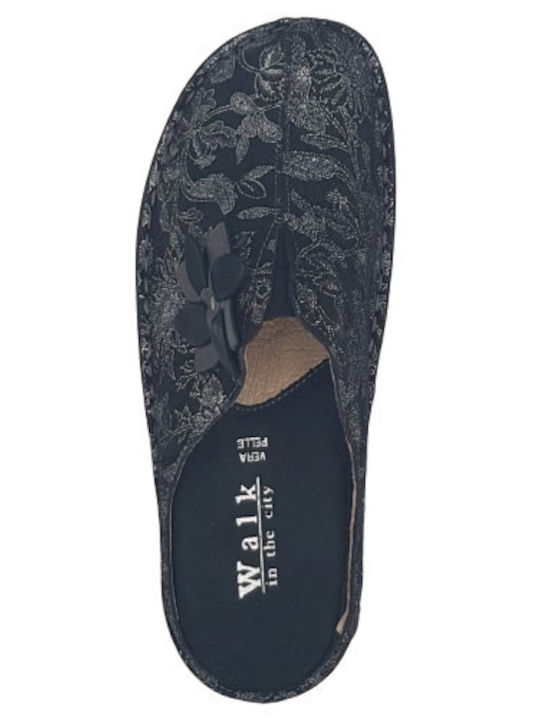 Anatomical Leather Women's Slippers Black