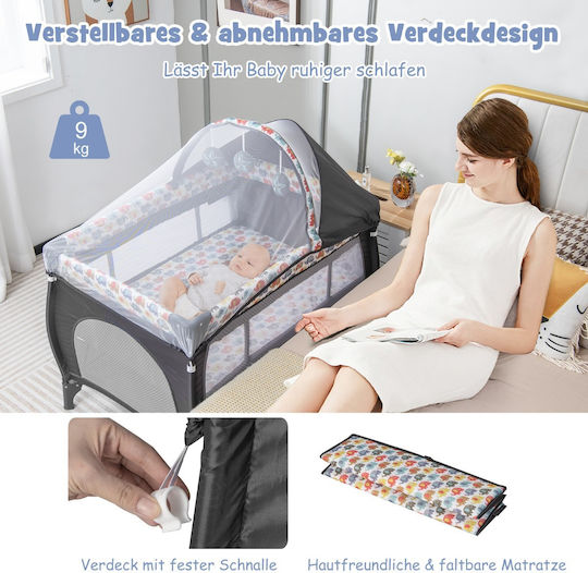 Costway Playpen with Changing Table & Mattress Gray 102x72cm