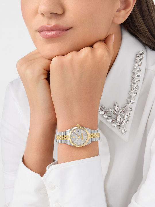 Philipp Plein Damen Uhr mit Gold Metallarmband
