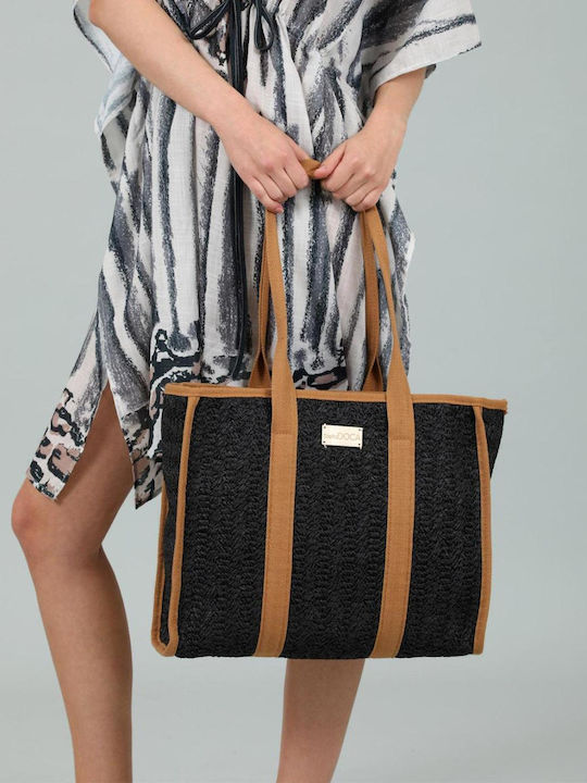 Doca Korbweide Strandtasche Schwarz