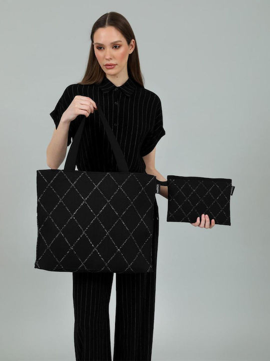 Doca Fabric Beach Bag Black Doca Fabric Beach Bag Black