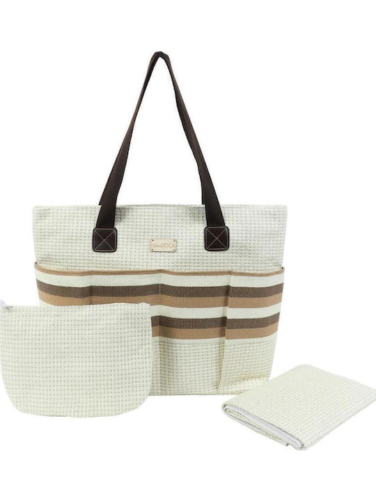 Doca Geantă De Plajă Din Material Textil Cu Geantă De Toaletă Albă