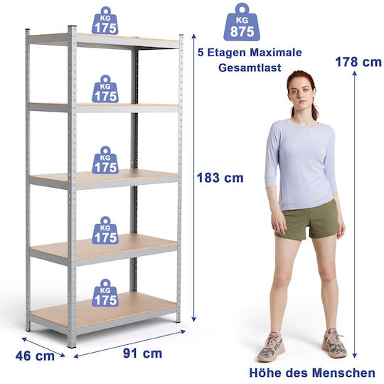 Costway Shelf Dexion 91x46x183cm TL34072SL