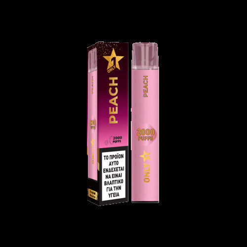 Only1 Електронна Еднократна Цигара 2000 Вдишвания Peach Без Никотин 4.5ml Розова