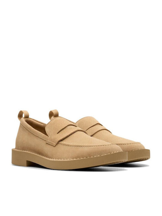 Martock Suede Leather Loafers Men's Suede Moccasins Beige