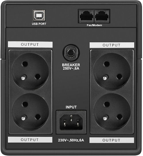 Armac H/850F/LED UPS Line-Interactive 850VA με 2 Schuko Πρίζες