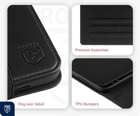 Rosso Deluxe Flip Cover Δερμάτινη Μαύρη (iPad Air 13" 2024)