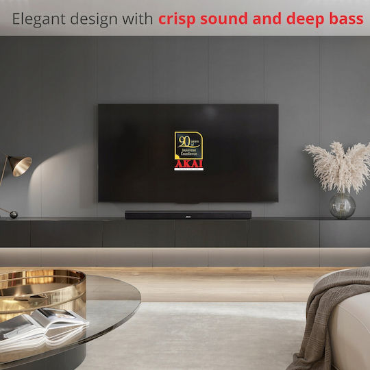 Akai Proffesional ASB-5L Саундбар 2 Bluetooth и HDMI 40W с Дистанционно Черен