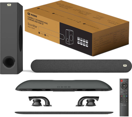Mozos Soundbar 2.1 Bluetooth και HDMI 80W με Τηλεχειριστήριο Μαύρο
