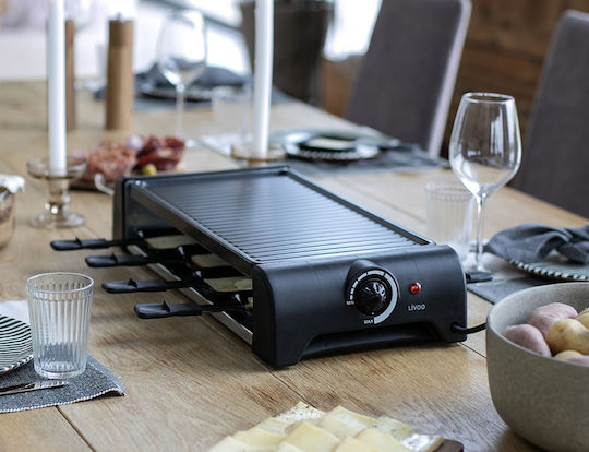 Livoo Επιτραπέζια Ηλεκτρική Ψησταριά Raclette Αυλακωτής Πλάκας 1300W με Ρυθμιζόμενο Θερμοστάτη 42x23εκ.